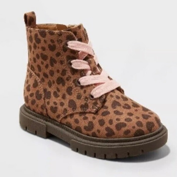 Cat & Jack Other - Amaya Leopard Print Zipper Combat Boots Cat & Jack Size 9 Toddler Girls
